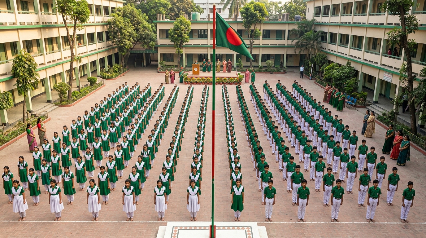 Students in morning assembly
